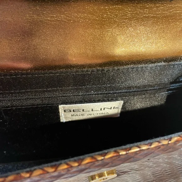 Bellini Gold Textured Clutch with Gold Chain and Bow Detail, OS - Picture 9 of 15